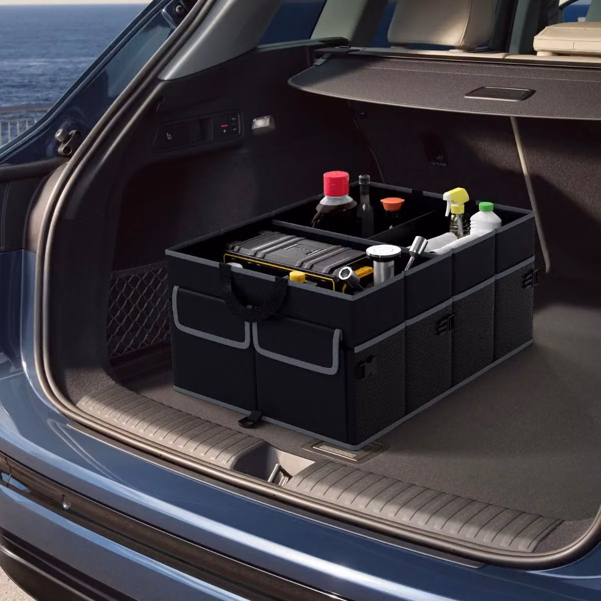 Costway Collapsible Car Trunk Organizer 48L Cargo Storage Box in Black – 4