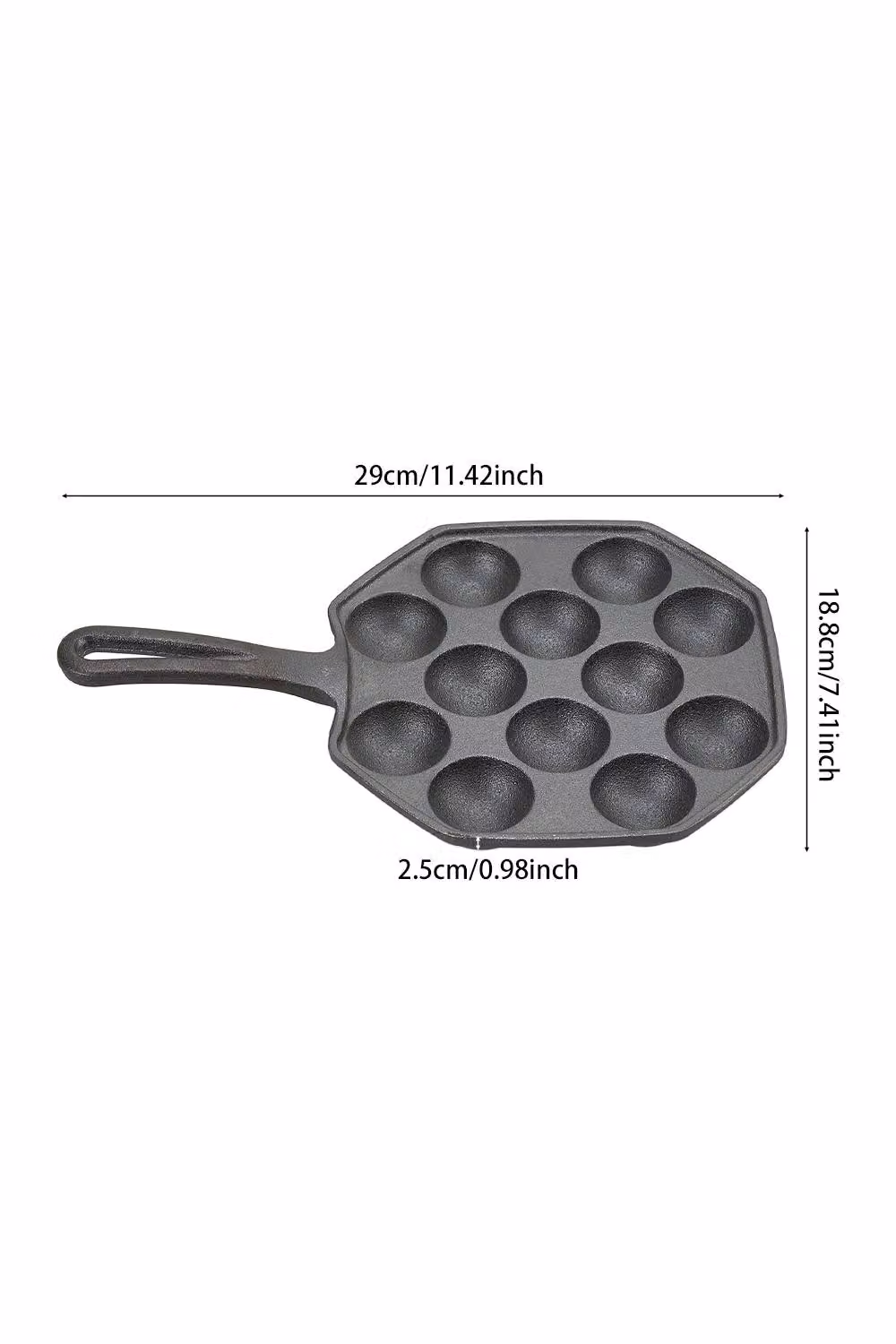 Garden Sanctuary 12-Hole Uncoated Cast Iron Takoyaki Frying Pan in Black – 4