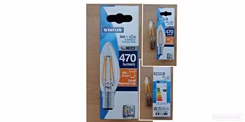 Status Warm White Filament LED Candle Bulb, Clear, E14 SBC, 4.5W (40W Equivalent), 470 Lumens