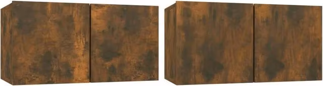 Berkfield Home Set of 2 Wall Mounted Hanging TV Cabinets in Smoked Oak Brown, W/D/H: 60 x 30 x 30 cm – 1