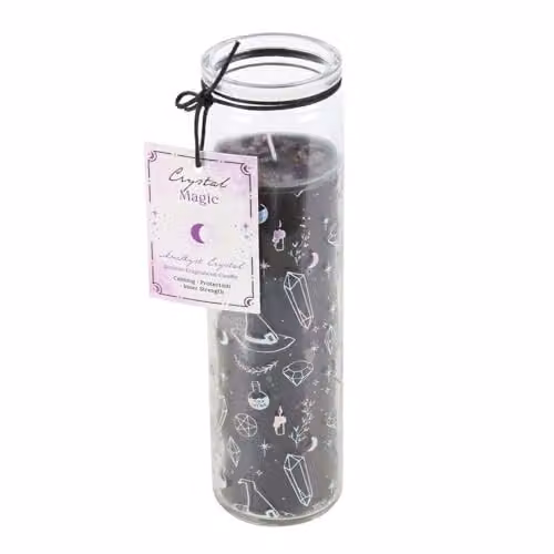 KDMD Crystal Witch Jasmine Scented Tube Candle with Amethyst Chips in Black and Purple – 1