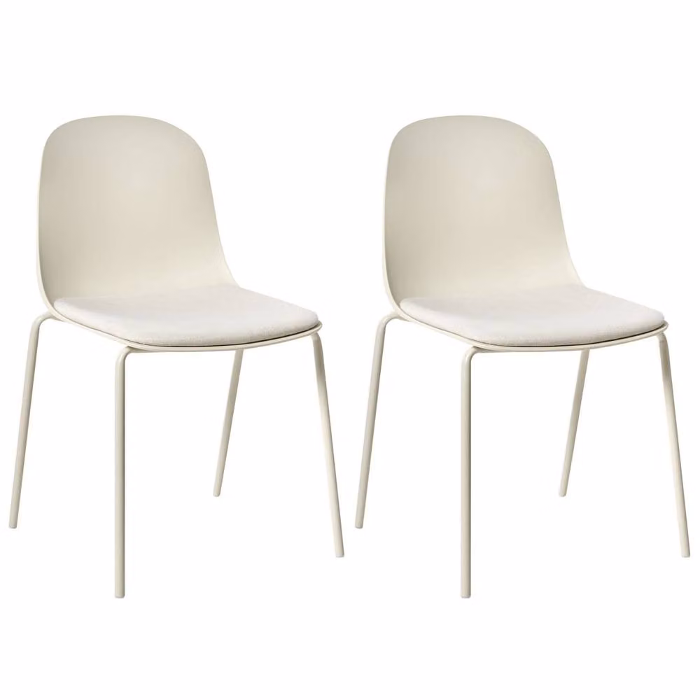 Wyld and Coco Modern Stackable Conference Chairs, Set of 2, Beige Polyester Fabric – 2