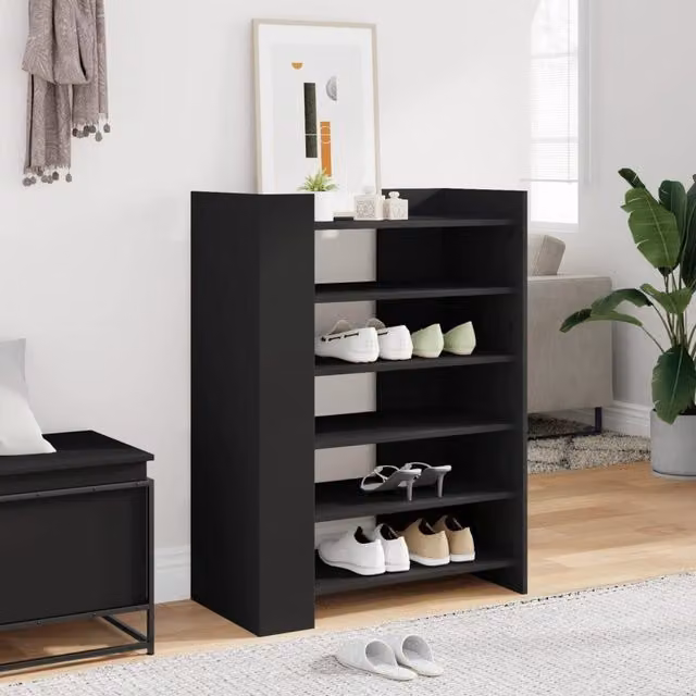 Berkfield Home Black MDF Shoe Cabinet W/D/H: 74.5 x 37.5 x 100 cm