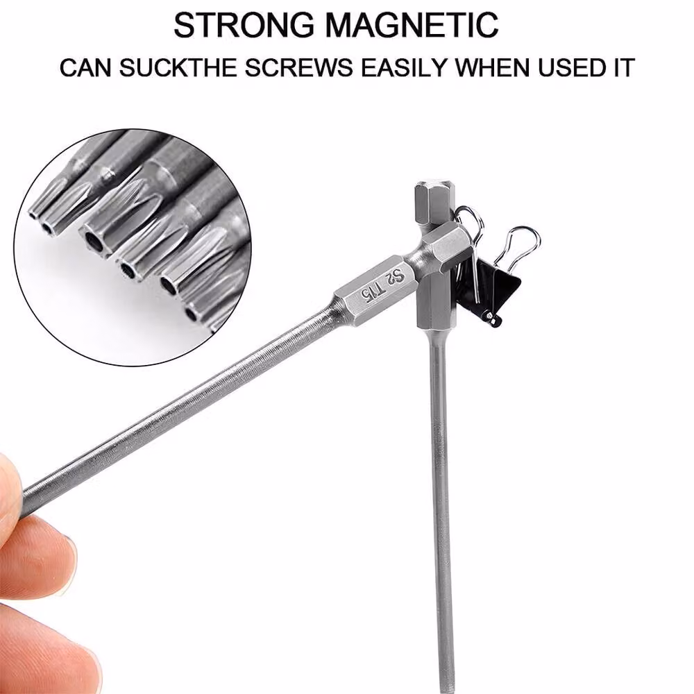 VOGREX 11-Piece Long Reach Hex Security Screwdriver Bit Set in Silver – 3