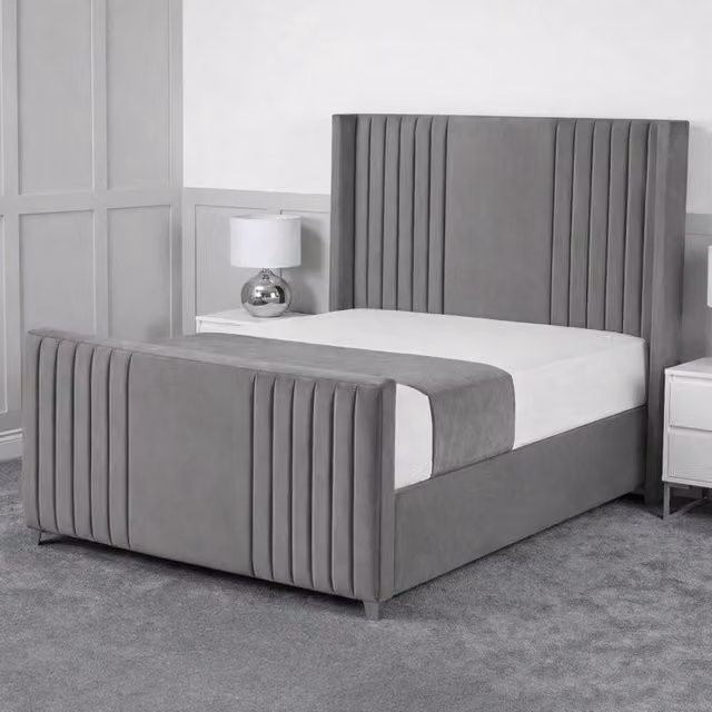 Living Comfort Bedz Emilia Upholstered Gas Lift Storage Bed in Grey, W/D/H: 140 x 200 cm