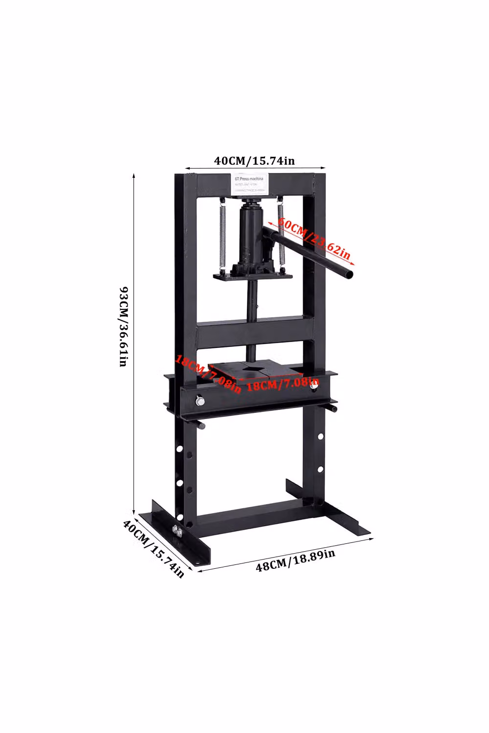 Living and Home 6 Ton H-Frame Floor Standing Hydraulic Shop Press in Black – 2