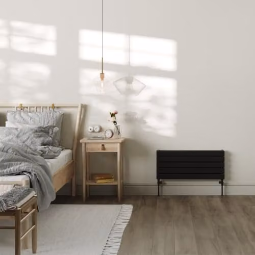 UK Radiators Typhoon Axis Black Horizontal Designer Double Panel Steel Radiator W: 80 cm, H: 34 cm – 3