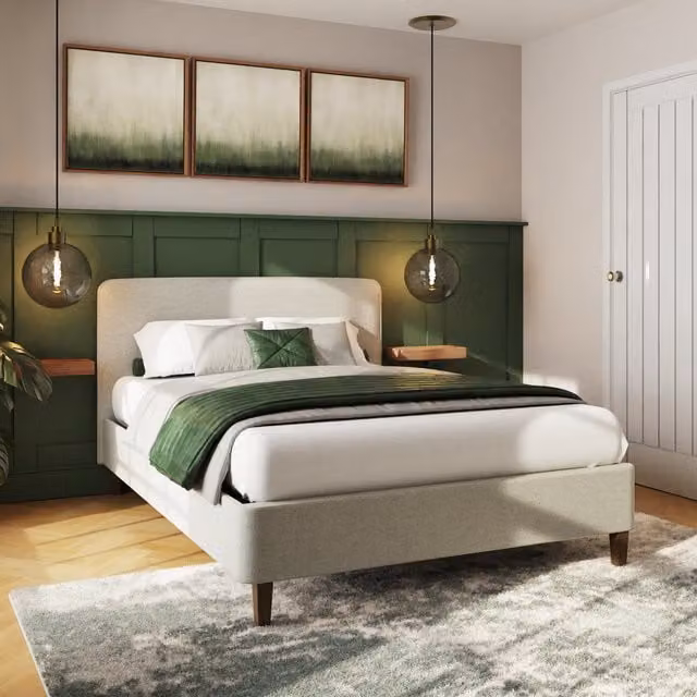 GFW Modern Upholstered Bed Frame in Grey, W/D/H: 90 x 200 cm