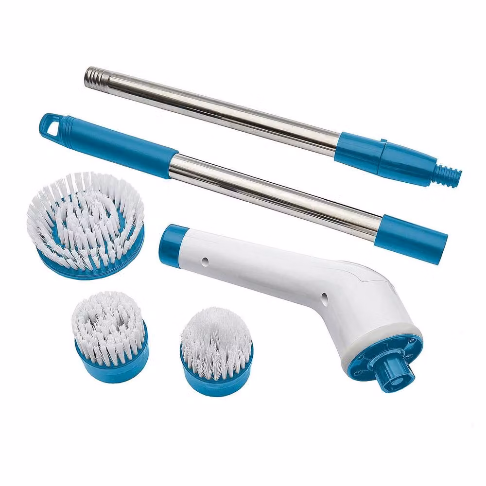 Clarsen Cordless Multi Function Spin Scrubber with 3 Brush Heads and Extension Pole, White and Multicolour – 2