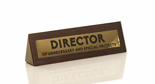 Boxer Gifts Director of Unnecessary Projects Novelty Wooden Desk Warning Sign in Gold and Brown, W/H: 17.5 x 4.5 cm