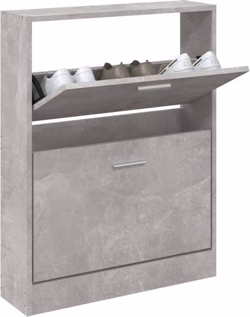 Berkfield Home Modern Shoe Cabinet in Concrete Grey, W: 59 cm, D: 17 cm, H: 81 cm