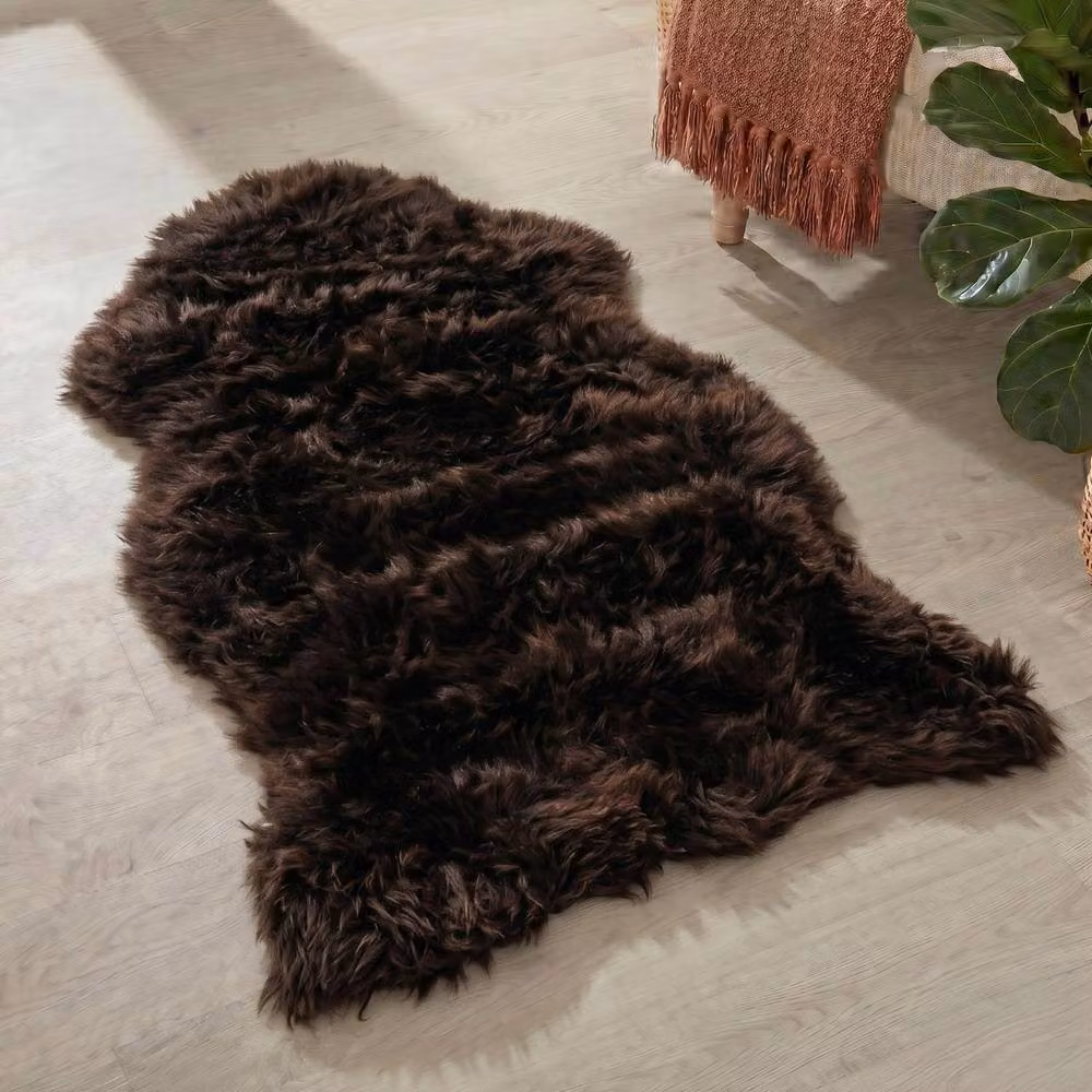 Native Natural Organic Sheepskin Rug in Brown, W/D: 60 x 120 cm – 2