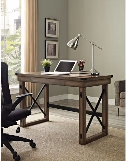 Wildwood Mid-Century Accent Computer Desk in Grey