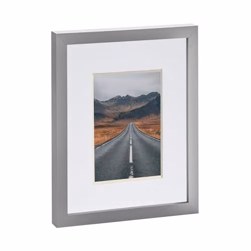 Nicola Spring Single Rectangular Photo Frame in Grey with White Mount for Landscape or Portrait Display