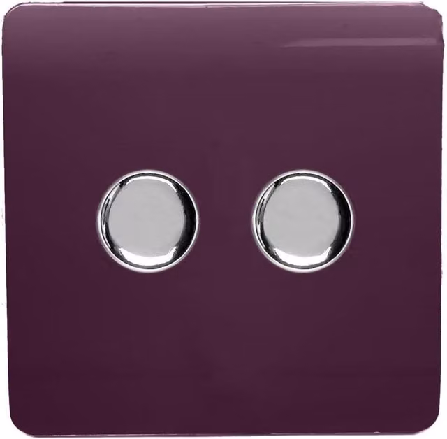 Trendi 2 Gang 2 Way 120w LED Dimmer Switch in Glossy Plum Purple