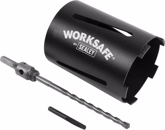 Loops Dry Diamond Core Drill Hole Saw with Hex Drive Adaptor, Black and Multicolour, Diameter: 117 mm, Length: 150 mm – 1
