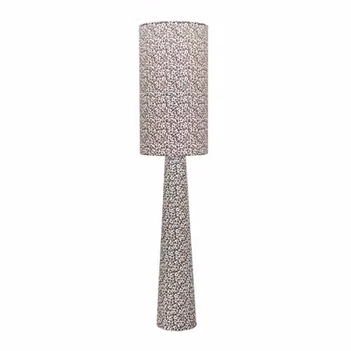 ValueLights Bertie Leopard Print Fabric Midi Floor Lamp in Beige and Multicolour – 1