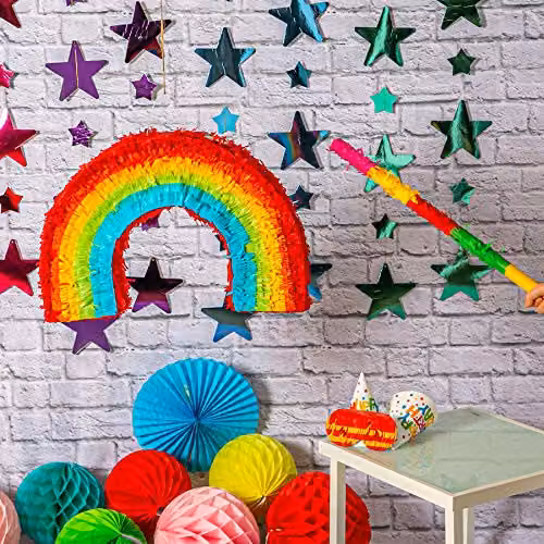 Fax Potato Rainbow Cardboard Pinata, Stick and Blindfold Set in Multicolour, W53 x D9 x H36 cm – 4