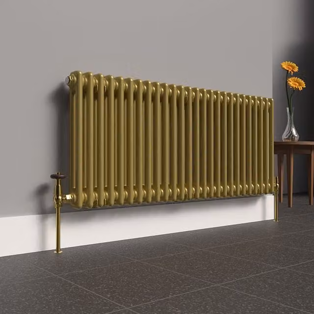 Lux Heat Horizontal 2 Column Steel Radiator in Gold, W: 119 cm, H: 50 cm