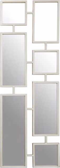 Orsina Holmes Silver Multi Frame Wall Mirror with Geometric Metal and Wood Design – 1