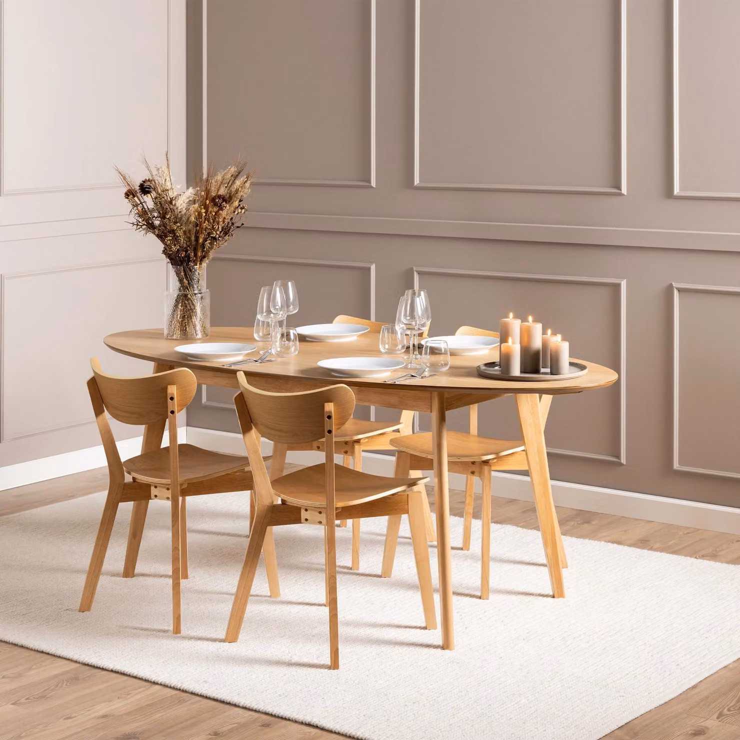 Furniture To Go Roxby Scandinavian Dining Chairs in Light Oak – 2