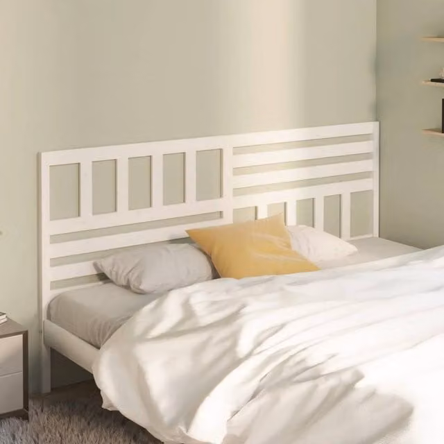 Berkfield Home Beautiful Bed Headboard in White Solid Pine Wood, W: 206 cm, D: 4 cm, H: 100 cm