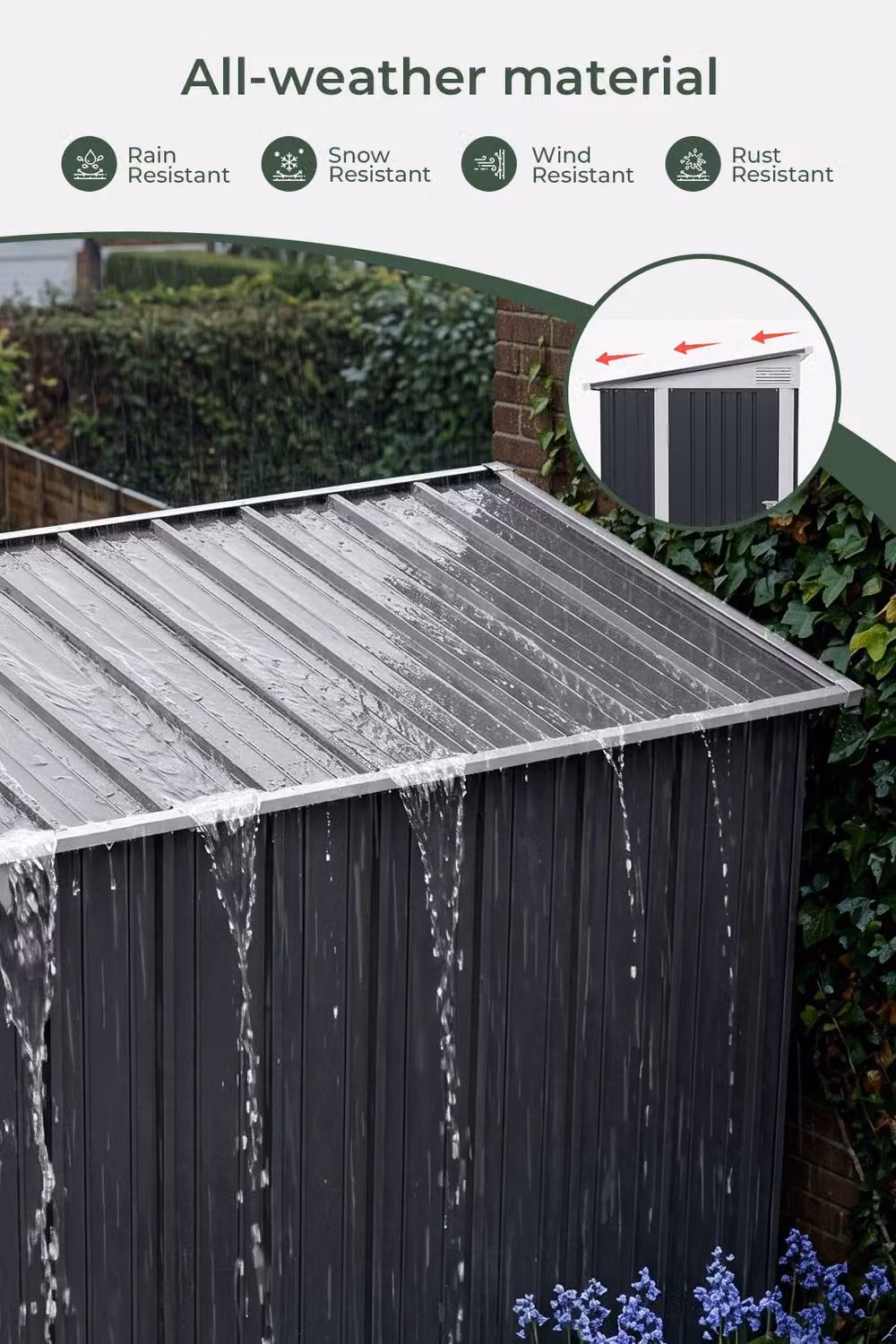 Garden Sanctuary Modern Pent Roof Metal Garden Tool Shed in Anthracite, W: 274.32 cm, D: 268.0 cm, H: 181.0 cm – 3