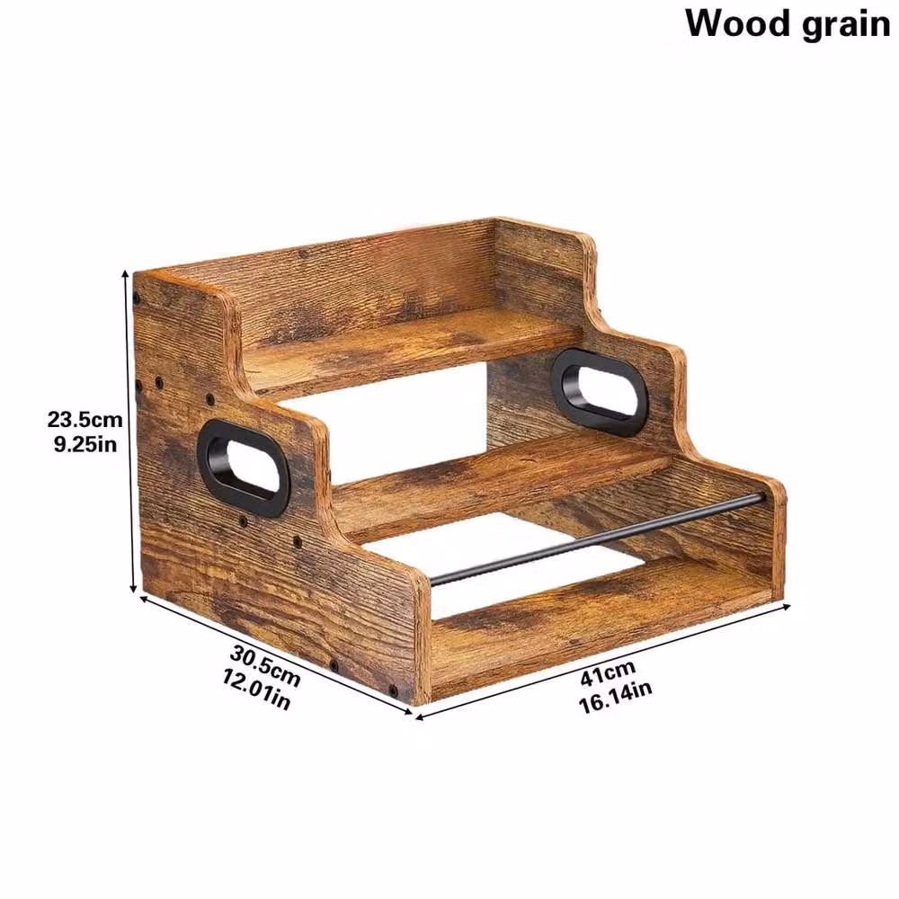 VOGREX Industrial Wooden and Metal Countertop Wine Bottle Display Rack in Brown, W/D/H: 41.0 x 23.5 x 3.0 cm – 2