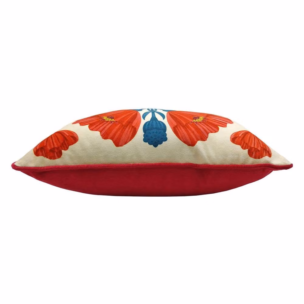 Nina Pace Elle Pomegranate Floral Filled Cushion in Red Velvet – 2