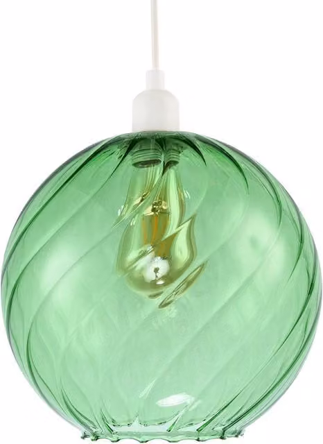 Happy Homewares Modern Round Green Fluted Glass Ceiling Pendant Light Shade – 1