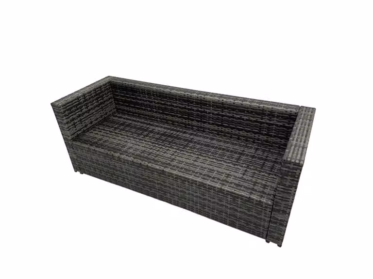 Fimous Outdoor PE Rattan Sofa Set with Chair and Side Table in Dark Grey