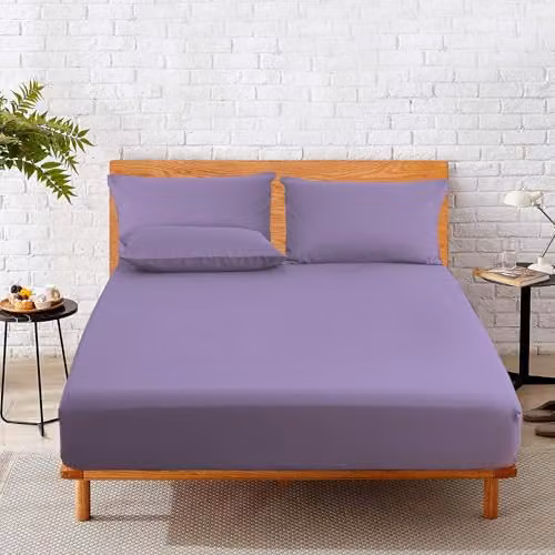 Home Sweet Home UK Snug City Polycotton Fitted Cot Bed Sheet, Purple, W/D/H: 70 x 140 x 15 cm – 3