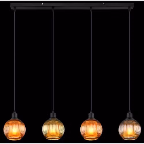Globo Lighting Modern Glass Sphere Pendant Light in Black with Adjustable Height – 4