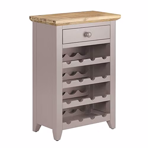 Statement Furniture Florence Acacia Wood Wine Rack Cabinet in Brown and Beige, W/D/H: 80 x 30 x 55 cm – 2