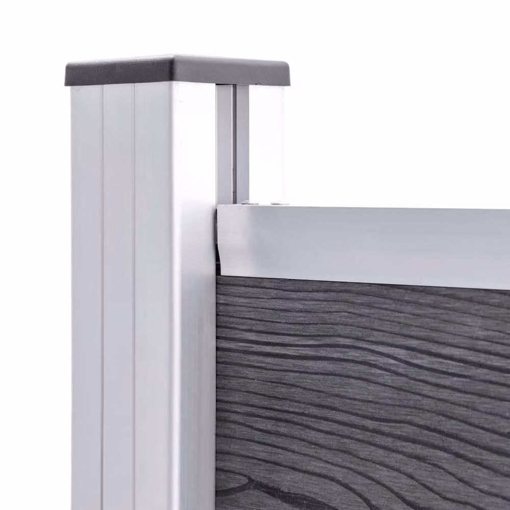 Berkfield Home WPC Fence Panel Set in Grey, W: 526 cm, H: 146 cm – 3