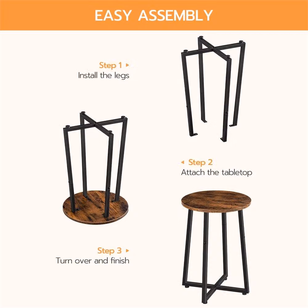 FLAVORA Round Small Side Table in Brown – 3