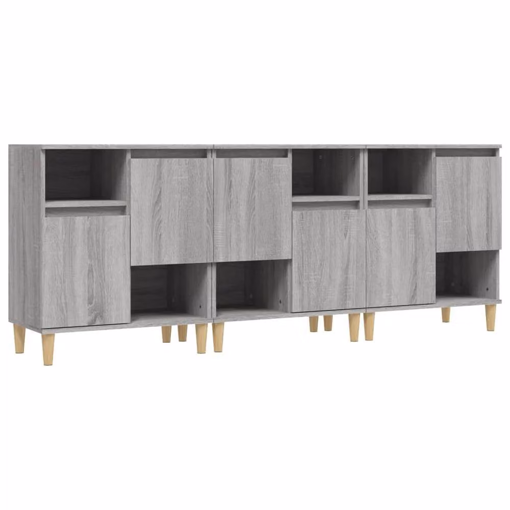 Berkfield Home Set of 3 Modern Grey Sonoma Sideboards, W/D/H: 60 x 35 x 70 cm – 2