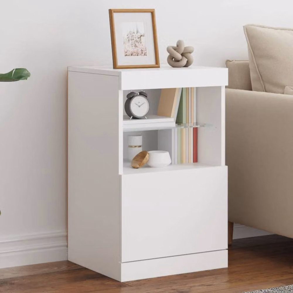 Berkfield Home Modern White Sideboard with Integrated LED Lights, W/D/H: 41 x 37 x 67 cm – 2
