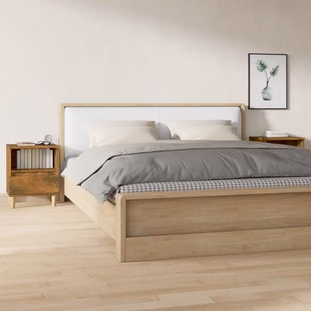 Berkfield Home Set of 2 Smoked Oak Bedside Cabinets in Brown, W/D/H: 40 x 35 x 50 cm