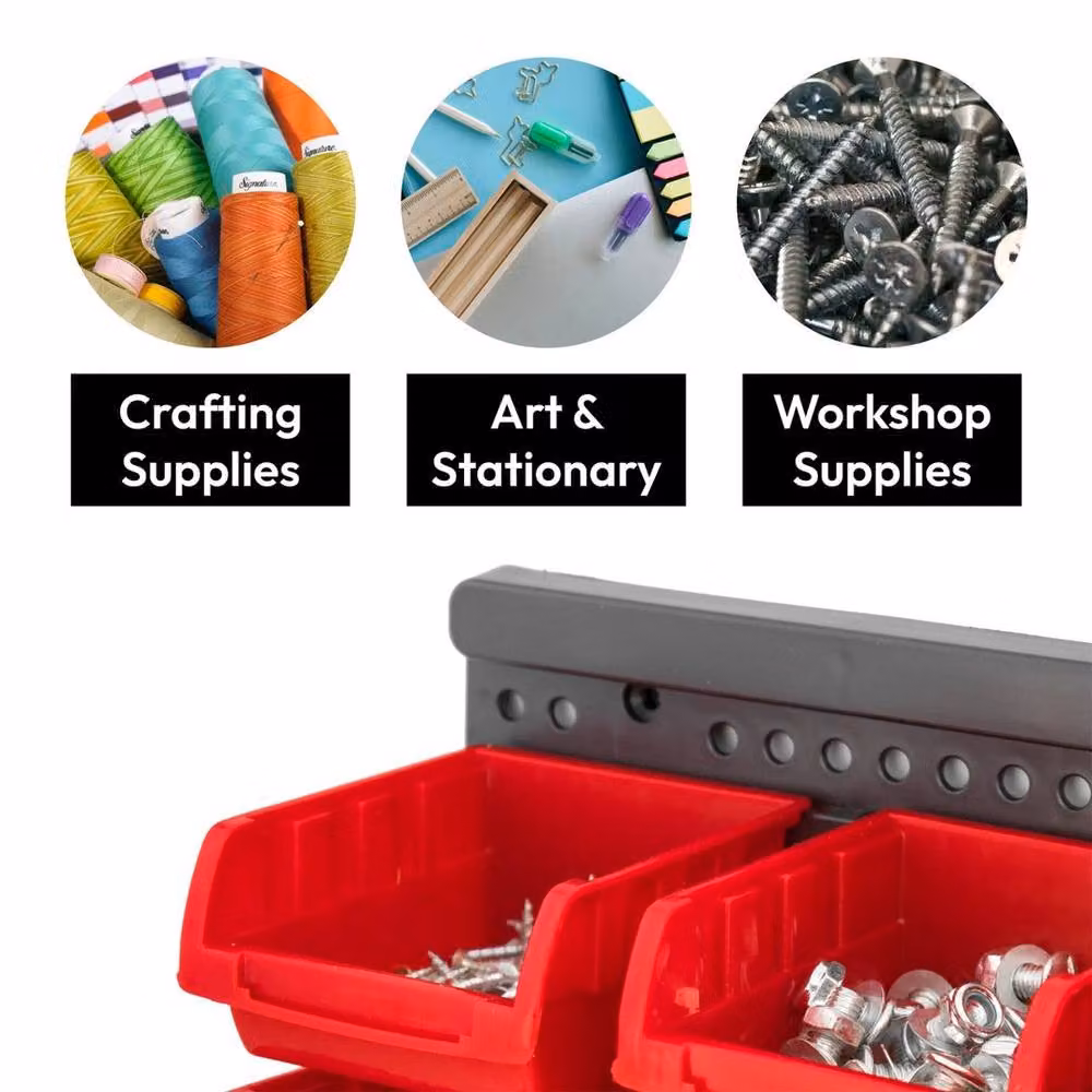 SPETLEK 46 Piece Wall Mounted Tool Rack in Black, Red and Multicolour – 3