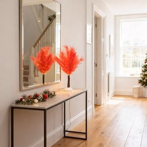 Shatchi Red Feather Tree Table Lamp with Warm White LEDs, Battery Operated, Height: 70 cm – 4