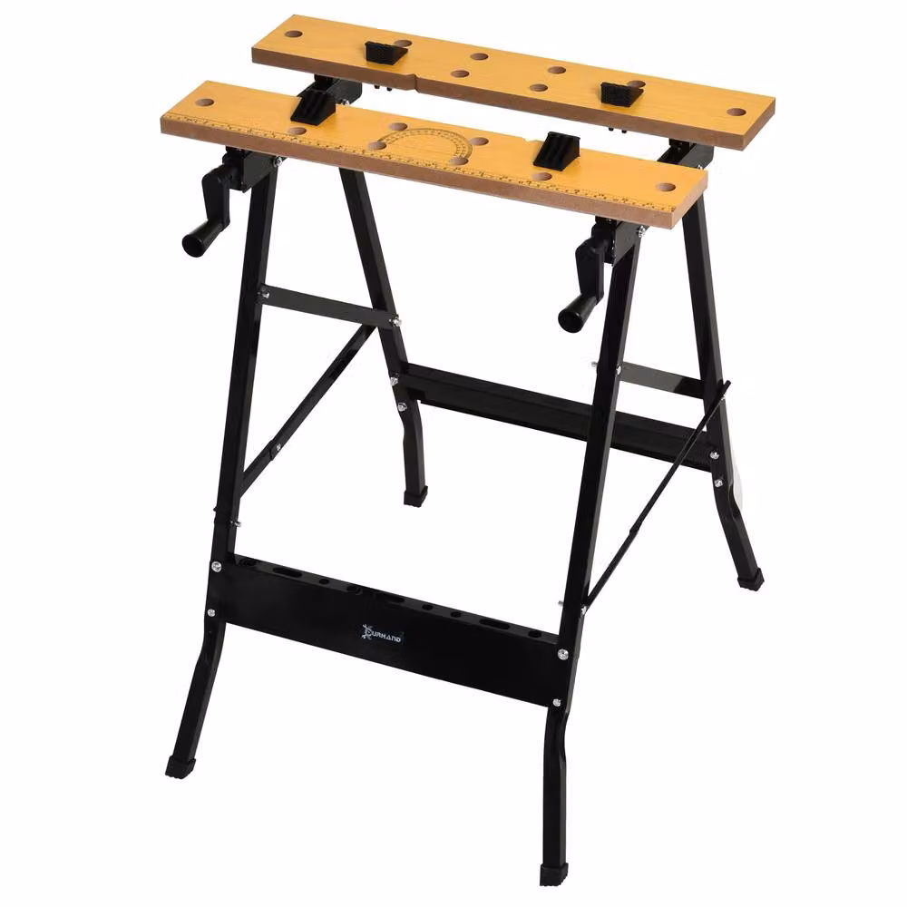STILVORA 4-in-1 Folding Work Bench with Metal and Wood Frame in Sand – 5