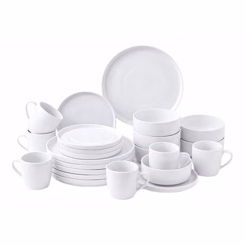Simpa 24-Piece White Porcelain Dinner Set