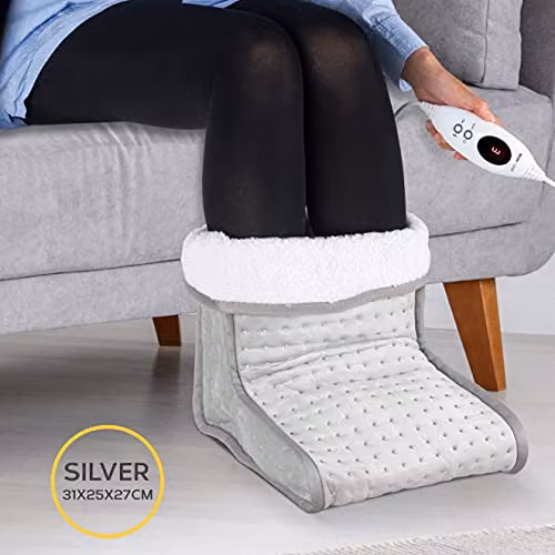 MONHOUSE Electric Foot Warmer in Grey with Rapid Heat Up and Auto Shut Off Protection – 2