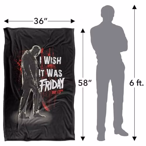 LOGOVISION Friday The 13th I Wish It Was Friday Super Soft Silky Touch Fleece Throw Blanket, Multicolour, W/D/H: 91 x 147 cm – 4