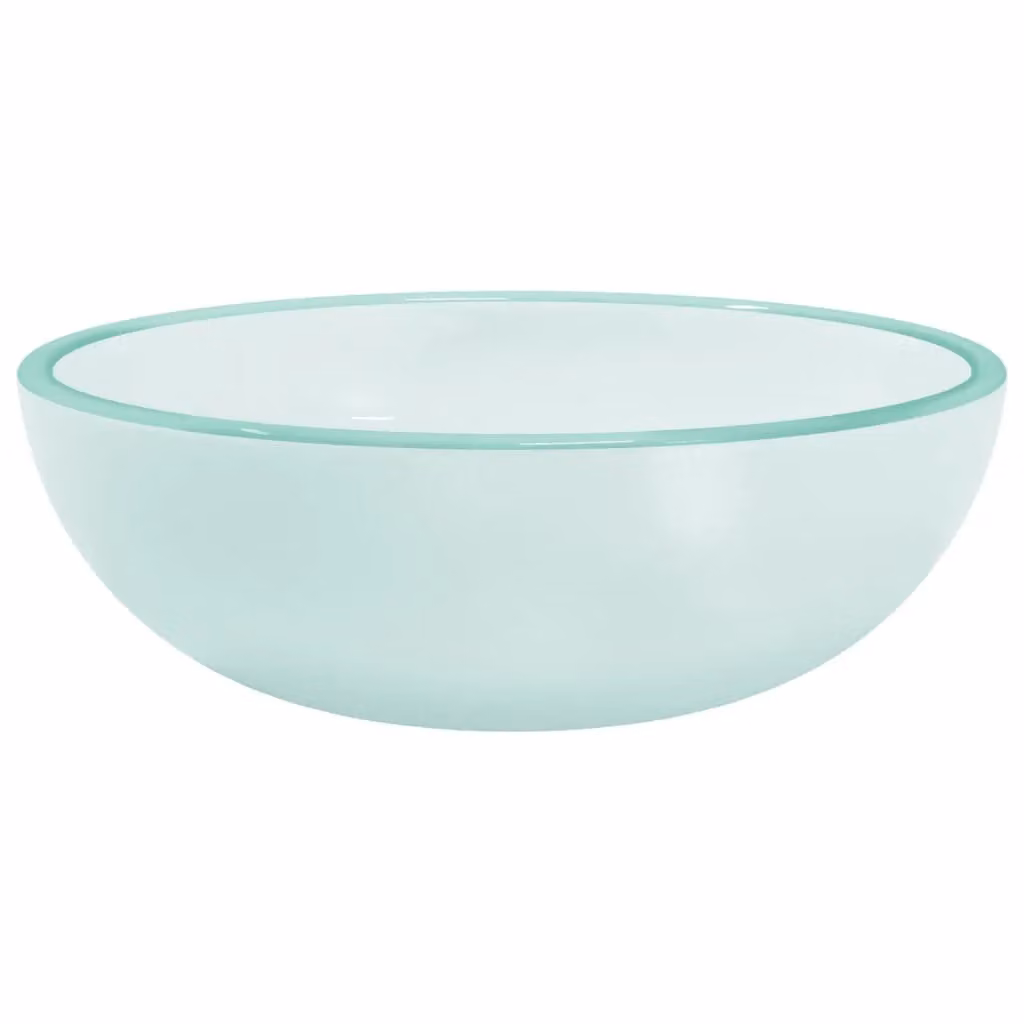 Berkfield Home Round Tempered Glass Countertop Basin in Beige, W: 35 cm, D: 12 cm, H: 12 cm