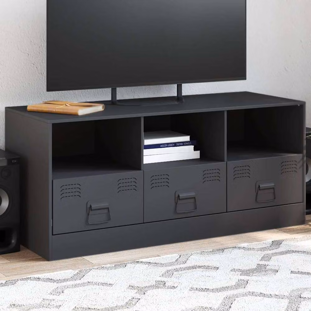 Berkfield Home Industrial Metal TV Cabinet in Anthracite Grey, W/D/H: 99 x 39 x 44 cm – 2