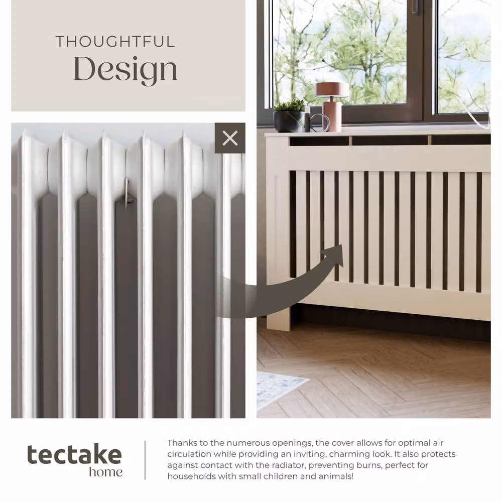 tectake Villa Radiator Cover in White, W/D/H: 112 x 19 x 82 cm – 3