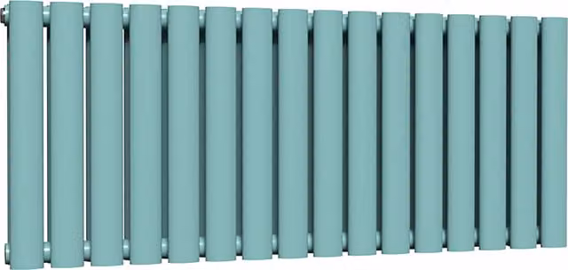 Lux Heat Oval Horizontal Double Steel Radiator in Caribbean Sea, W: 96 cm, H: 40 cm