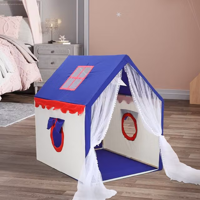 Livingandhome Foldable Blue Princess Castle Play Tent for Kids